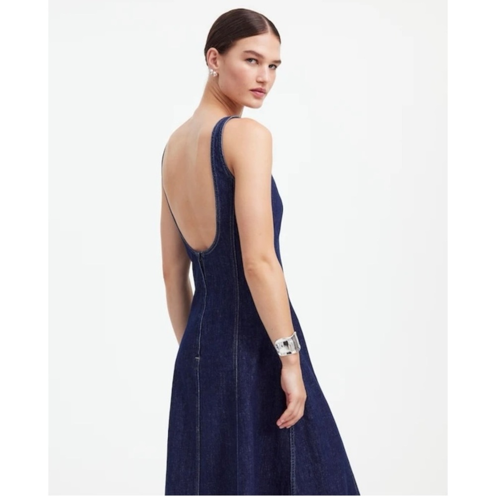 Alexa Chung x Madewell Limited Edition Dark Wash Blue Denim Tank Midi Dress sz 4 - Picture 4 of 13